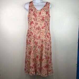 Ann Taylor Factory Floral Multicolor 100% Silk  Lined Dress Size 6. NWT
